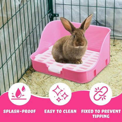 15 Pcs Rabbit Starter Kit Small Rabbit Litter Box Girls Gift Animal Grooming Kit Bunny Toys Bowl Blankets with Cleaning Set for Guinea Pig Accessories(Pink)