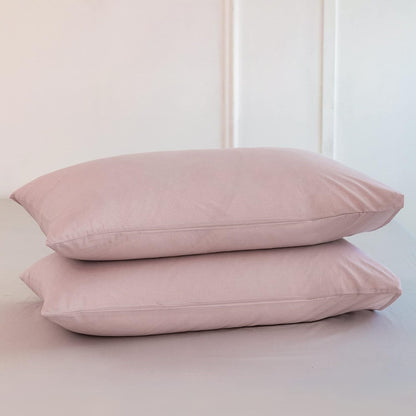 Pillowcase Set of 2 100% Washed Cotton Linen-Like Queen