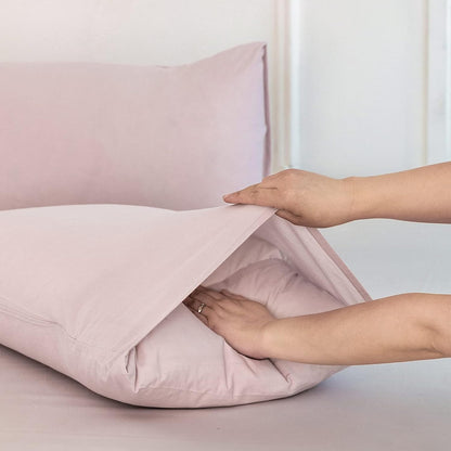 Pillowcase Set of 2 100% Washed Cotton Linen-Like Queen