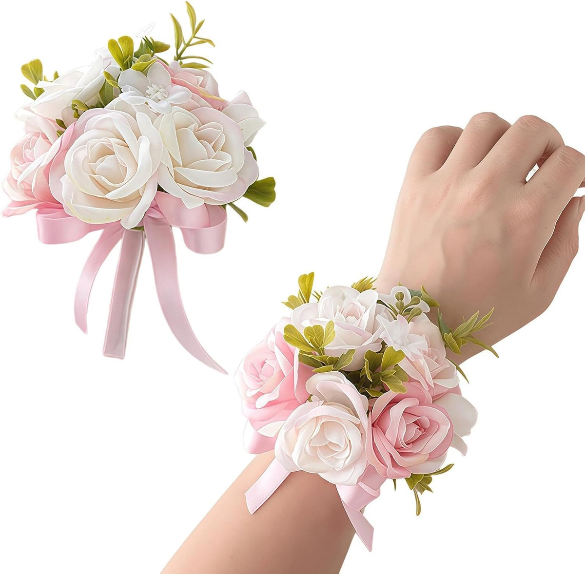 Pink Corsage and Boutonniere Set, 2PCS