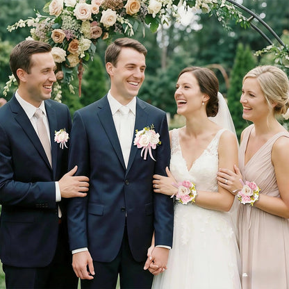 Pink Corsage and Boutonniere Set, 2PCS