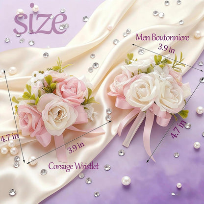 Pink Corsage and Boutonniere Set, 2PCS