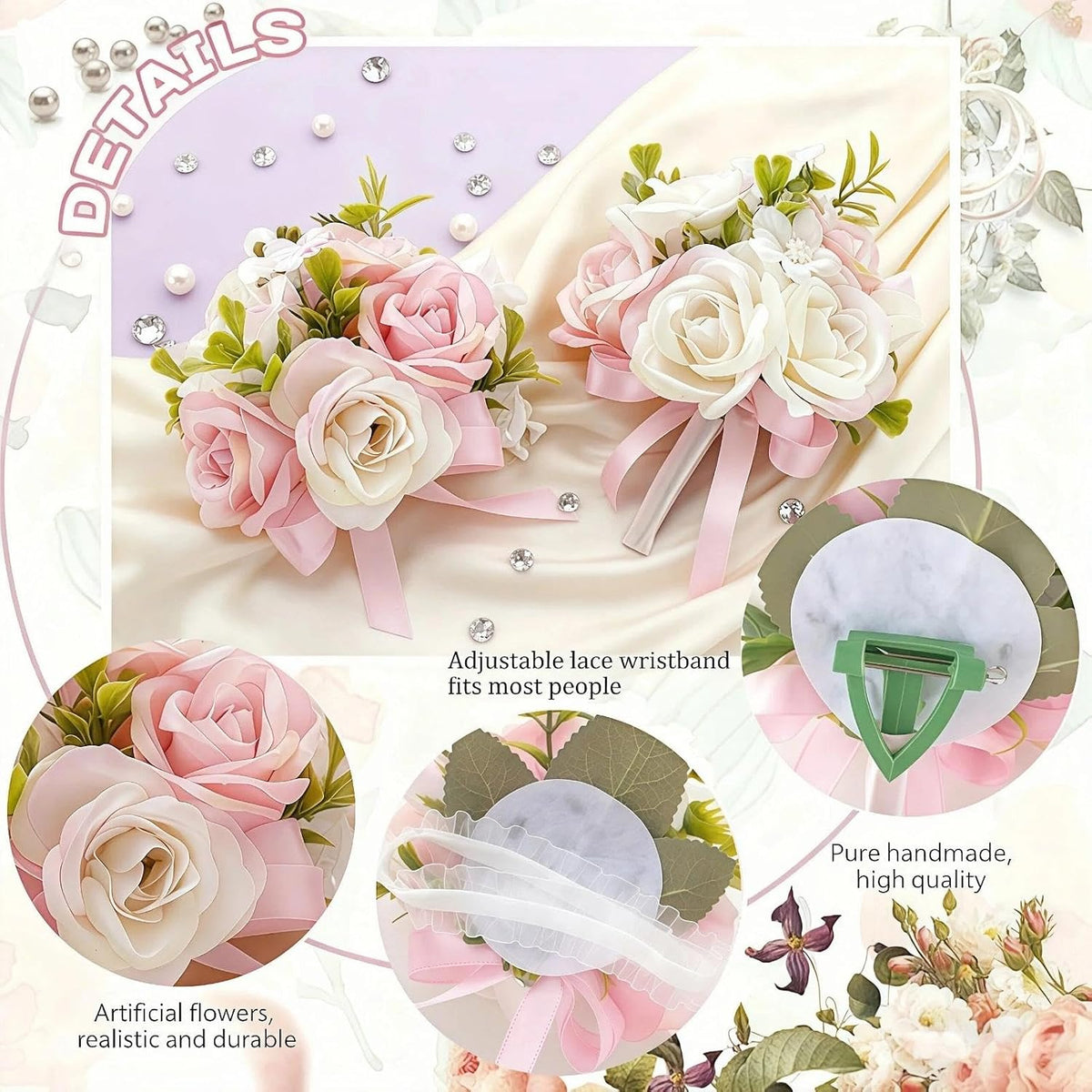 Pink Corsage and Boutonniere Set, 2PCS