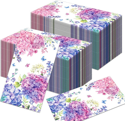 100Pcs Hydrangea Napkins Pink Purple Butterfly Flowers Disposable Napkins Floral Napkins Hand Towels for Kitchen Cocktail Guest Towels Wedding Birthday Baby Shower Party Supplies