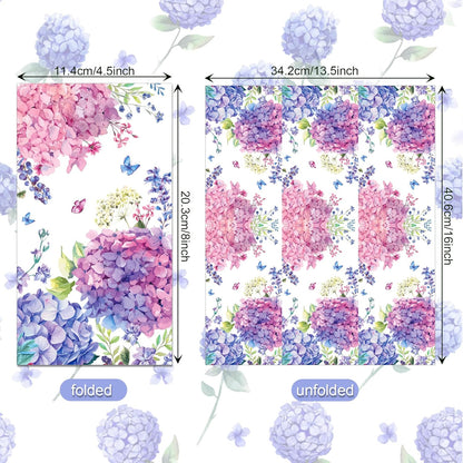 100Pcs Hydrangea Napkins Pink Purple Butterfly Flowers Disposable Napkins Floral Napkins Hand Towels for Kitchen Cocktail Guest Towels Wedding Birthday Baby Shower Party Supplies