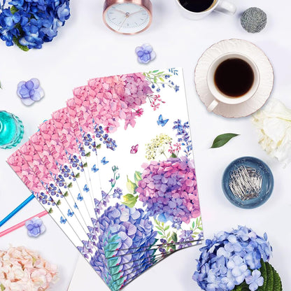 100Pcs Hydrangea Napkins Pink Purple Butterfly Flowers Disposable Napkins Floral Napkins Hand Towels for Kitchen Cocktail Guest Towels Wedding Birthday Baby Shower Party Supplies