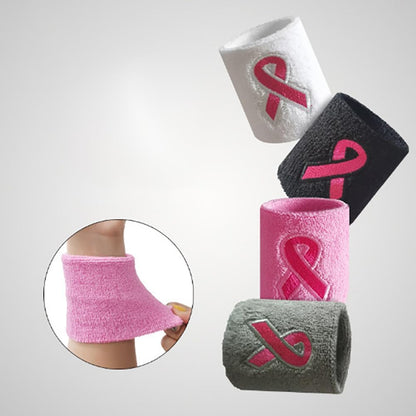 4 Pcs Breast Cancer Awareness Ribbon Wristbands Stretchy Sport Wristbands Athletic Sweat Wristbands Basketball Tennis Wrist Bands Workout Wrist Support Bands Pink
