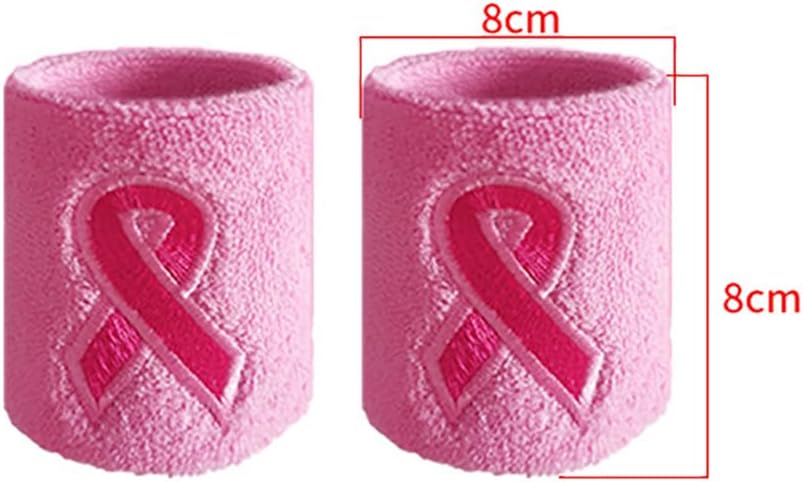 4 Pcs Breast Cancer Awareness Ribbon Wristbands Stretchy Sport Wristbands Athletic Sweat Wristbands Basketball Tennis Wrist Bands Workout Wrist Support Bands Pink