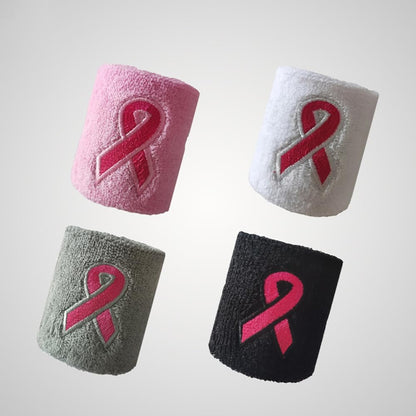 4 Pcs Breast Cancer Awareness Ribbon Wristbands Stretchy Sport Wristbands Athletic Sweat Wristbands Basketball Tennis Wrist Bands Workout Wrist Support Bands Pink