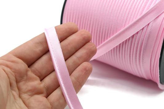 Pink Luxury Satin Piping Trim - 10 Yards - 25+ Colors - Satin Shiny Double Fold Piping Bias Tape Binding Lip Cord Welting Cord with Spool for Sewing Clothing Trimming Upholstery SP265810…