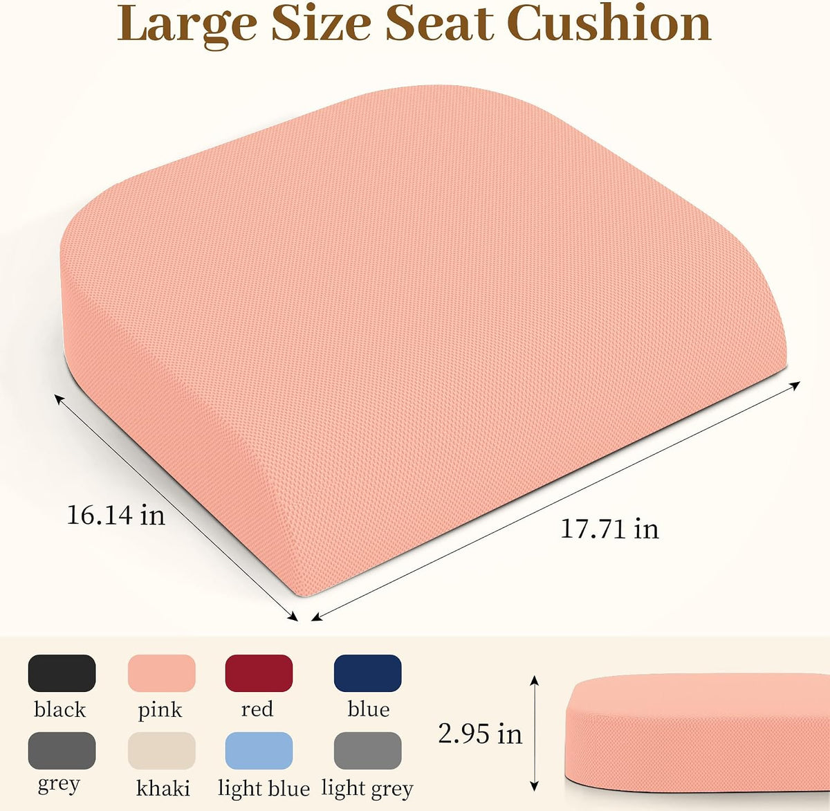 Memory Foam Seat Cushion for Office Chair, 3-Inch, Pink