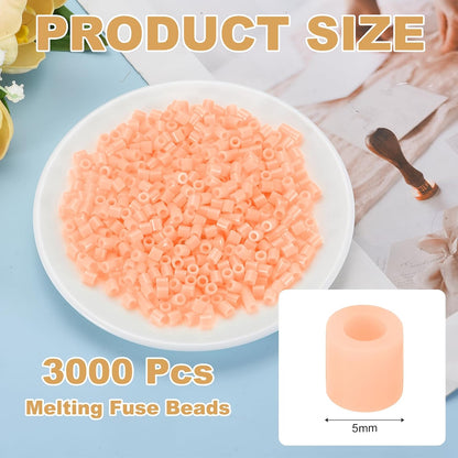 3000Pcs 5mm Fuse Beads Kit Melting Beads for Crafts Peach Pink