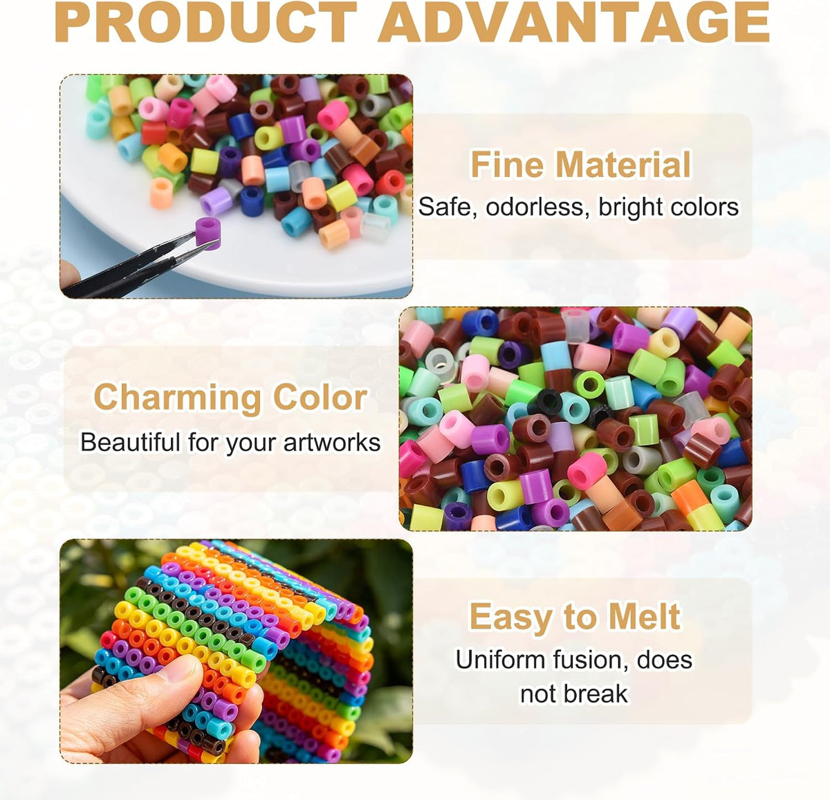 3000Pcs 5mm Fuse Beads Kit Melting Beads for Crafts Peach Pink