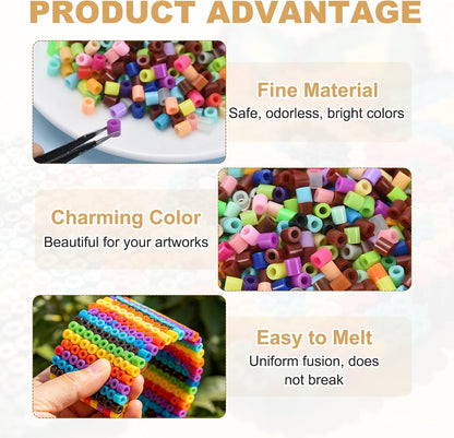 3000Pcs 5mm Fuse Beads Kit Melting Beads for Crafts Peach Pink