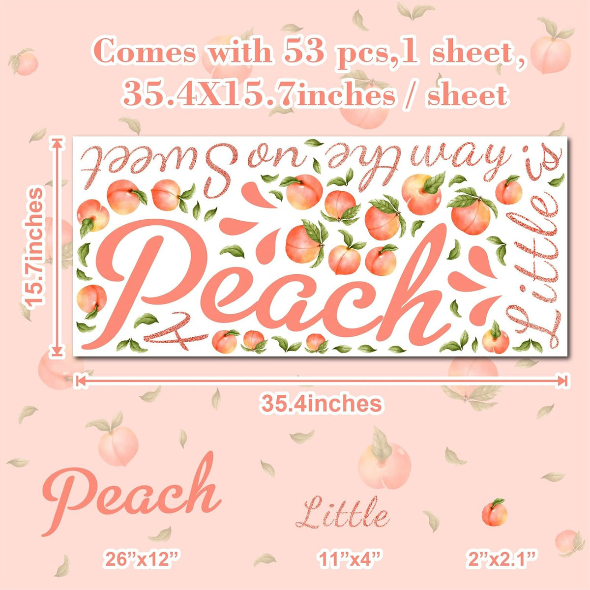 Baby Shower Party Sign Decal Sweet Peach Balloon Arch Backdrop Decals Gender Reveal Stickers Baby Shower Arch Party Decor Fruit Theme Newborn Girl First Birthday Party Supplies Decorations