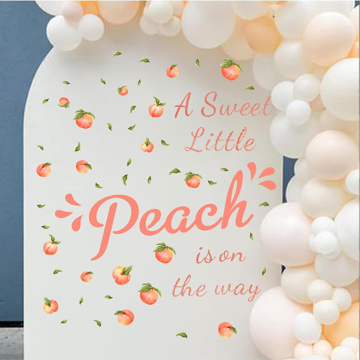 Baby Shower Party Sign Decal Sweet Peach Balloon Arch Backdrop Decals Gender Reveal Stickers Baby Shower Arch Party Decor Fruit Theme Newborn Girl First Birthday Party Supplies Decorations