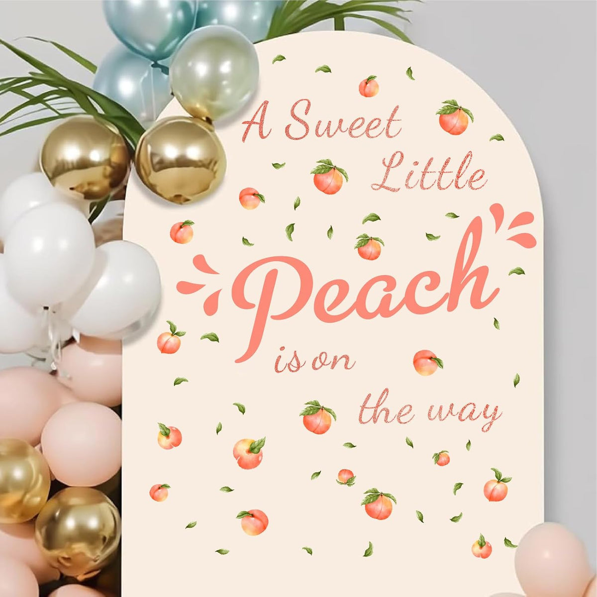 Baby Shower Party Sign Decal Sweet Peach Balloon Arch Backdrop Decals Gender Reveal Stickers Baby Shower Arch Party Decor Fruit Theme Newborn Girl First Birthday Party Supplies Decorations
