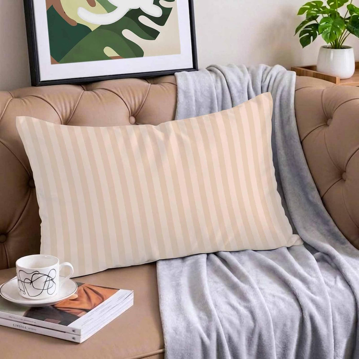 Peach Pink Stripes Satin Pillowcases with Zipper Cal King Size Cooling Silk Pillow Cases for Hair and Skin Soft Modern Vertical Lines Geometric Simple Throw Pillow Covers for Women Men 20x40 Inch
