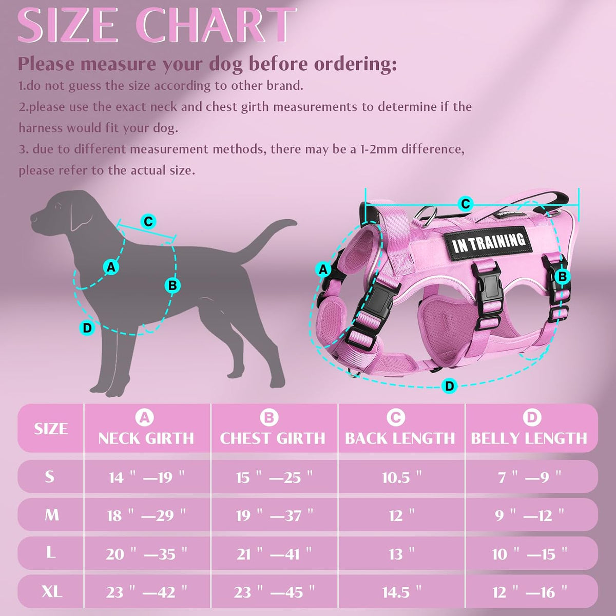 Escape Proof Dog Harness with Double Handle+4 Removable Patches