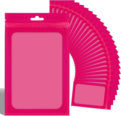 100 Pieces Resealable Mylar Bags with Clear Window - 3.5x4.7 Inches Smell Proof Bag Coffee Beans Packaging Pouch for Food Self Sealing Storage Supplies Jewelry Electronics Party, Pink