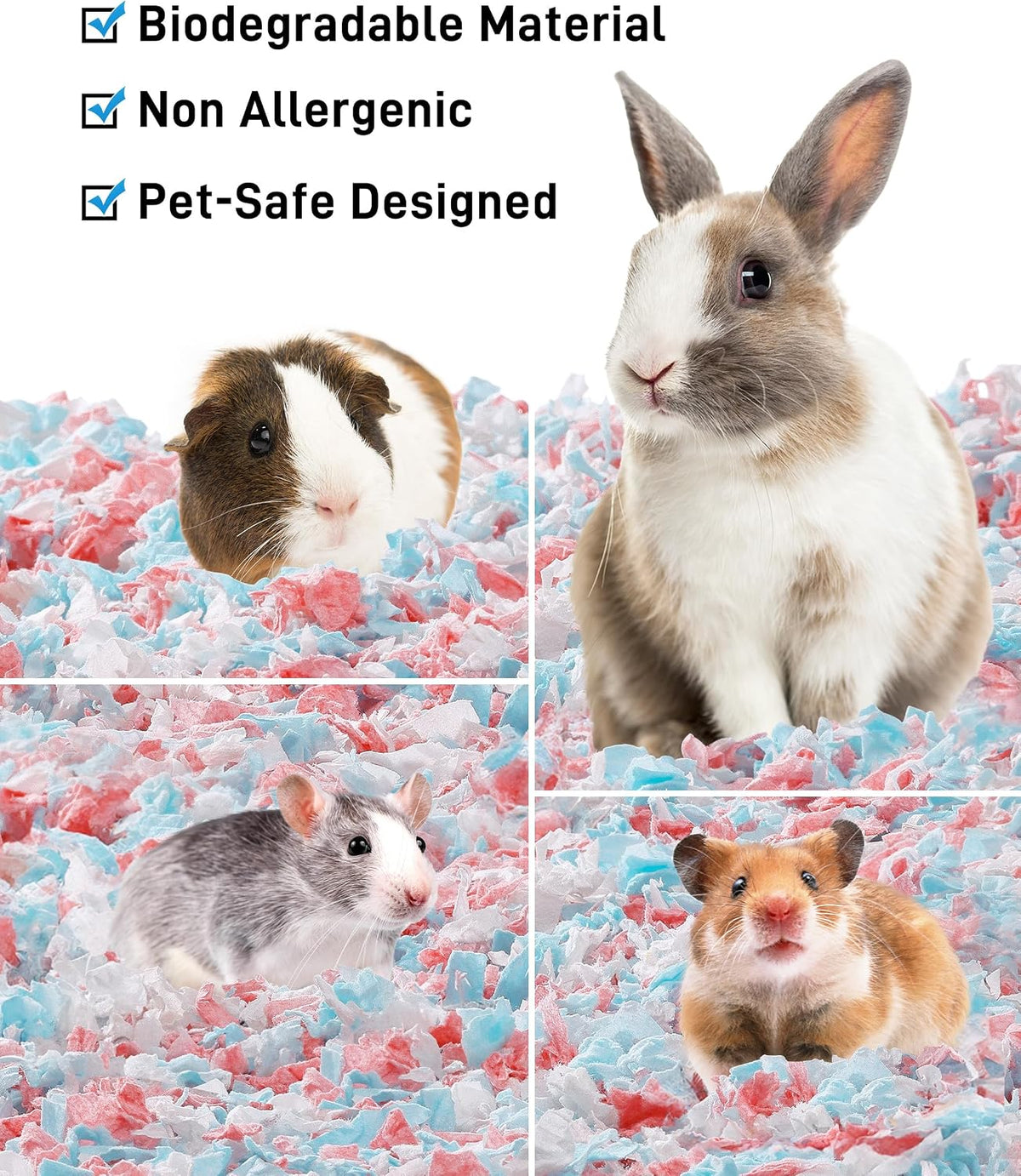 BUCATSTATE Hamster Bedding 70L, 99% Dust-Free Guinea Pig Bedding Odor Control Paper Bedding, Cozy Small Animal Bedding for Rabbit Rat Syrian Dwarf Hamsters Gerbils (Pink)
