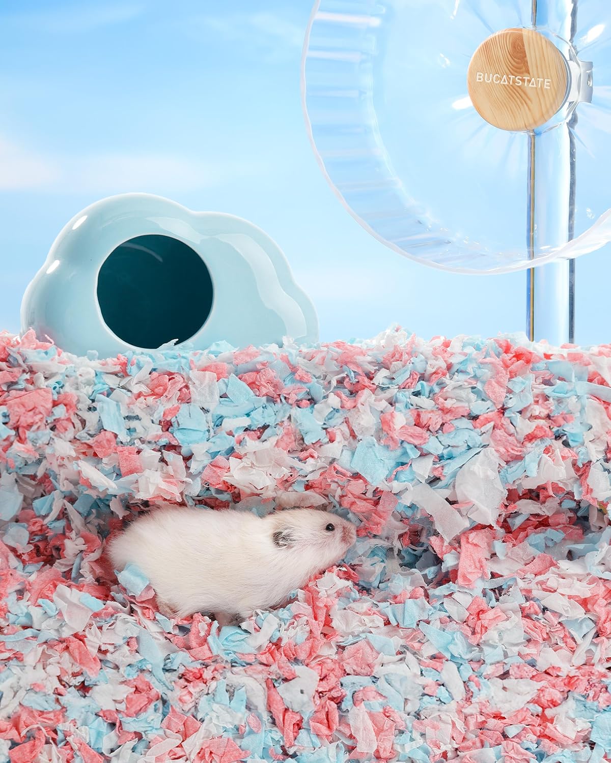 BUCATSTATE Hamster Bedding 70L, 99% Dust-Free Guinea Pig Bedding Odor Control Paper Bedding, Cozy Small Animal Bedding for Rabbit Rat Syrian Dwarf Hamsters Gerbils (Pink)