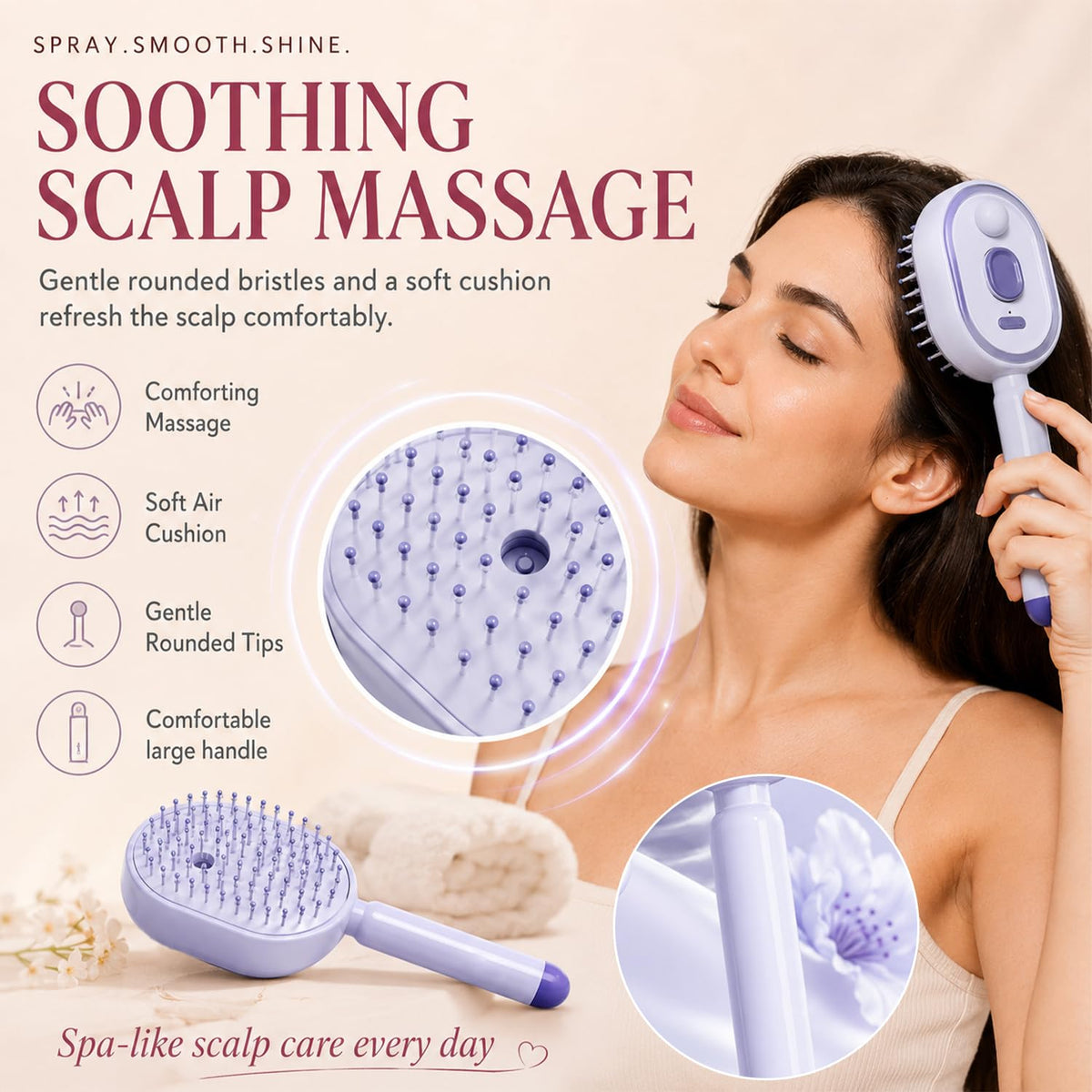 2026 Electric Spray Air Cushion Massage Comb (Pink)