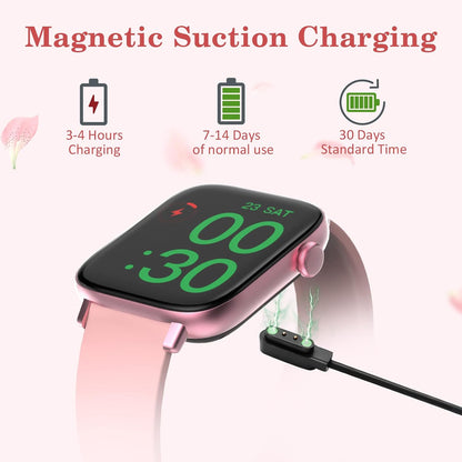 1.9" Smart Watch for Women - Bluetooth Call Fitness Tracker with Heart Rate/Sleep Monitor/Menstrual Reminder, DIY Watch Face Waterproof Smartwatch Compatible with Android iPhone (Pink)