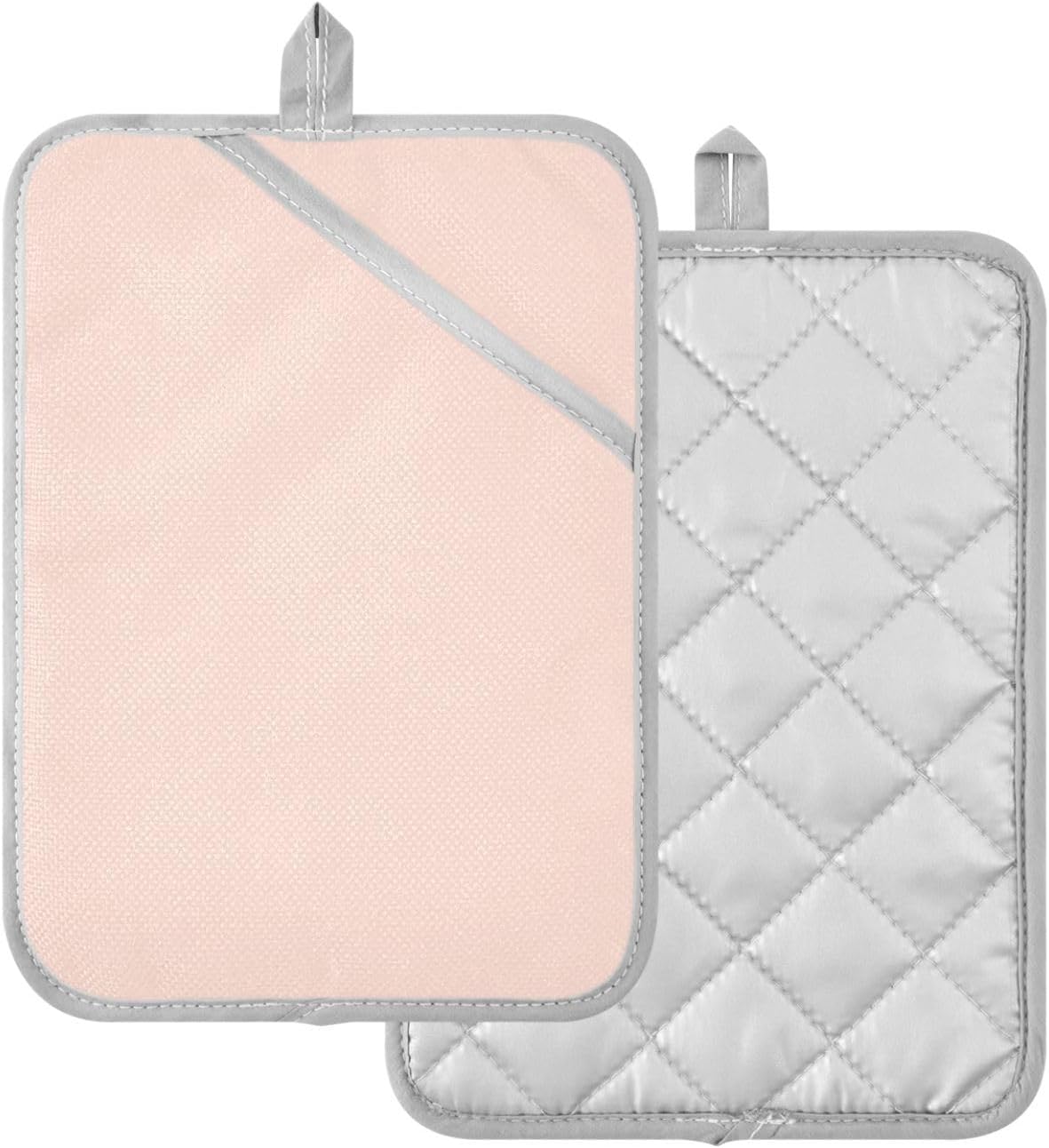 Pot Holders - 2 Pack Heat Resistant Hot Pads for Kitchen, Plain Light Pink Solid Color Oven Pot Holders Set Mitts Cooking Pads