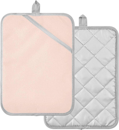 Pot Holders - 2 Pack Heat Resistant Hot Pads for Kitchen, Plain Light Pink Solid Color Oven Pot Holders Set Mitts Cooking Pads