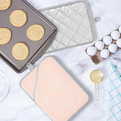 Pot Holders - 2 Pack Heat Resistant Hot Pads for Kitchen, Plain Light Pink Solid Color Oven Pot Holders Set Mitts Cooking Pads