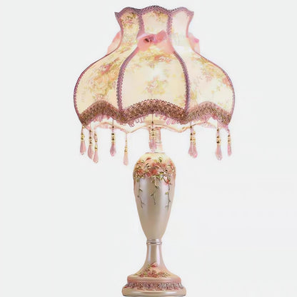 Victorian Table Lamp Girl Pink Princess Bedroom Handmade Lampshade Resin Flower Bedside