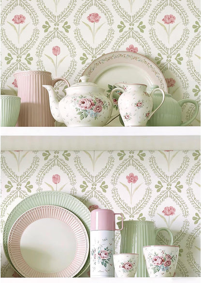 Peel and Stick Wallpaper Floral Wallpaper 16.9in x118.1in