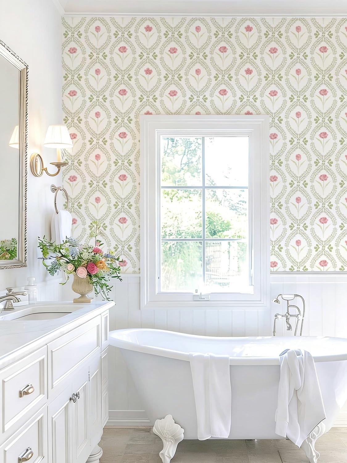 Peel and Stick Wallpaper Floral Wallpaper 16.9in x118.1in