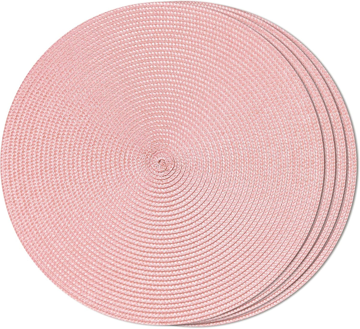 Round Braided Placemats Set of 4 Table Mats for Dining Tables Woven Washable Non-Slip Place mats 15inch (Pink, 4pcs)