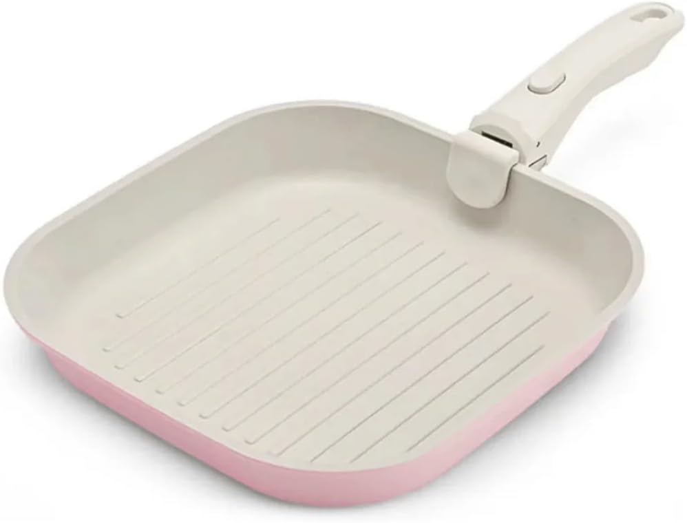 ® Grill Pan [FOR INDOOR COOKING] - Non-Stick Square Frying Pan for Stove Tops & other Cooking Tops - Perfect for Grilling Steak, Bacon & Grilled Cheese - Non-Toxic Aluminum Pan (Pink)