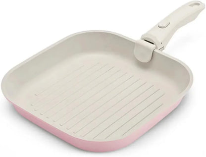 ® Grill Pan [FOR INDOOR COOKING] - Non-Stick Square Frying Pan for Stove Tops & other Cooking Tops - Perfect for Grilling Steak, Bacon & Grilled Cheese - Non-Toxic Aluminum Pan (Pink)