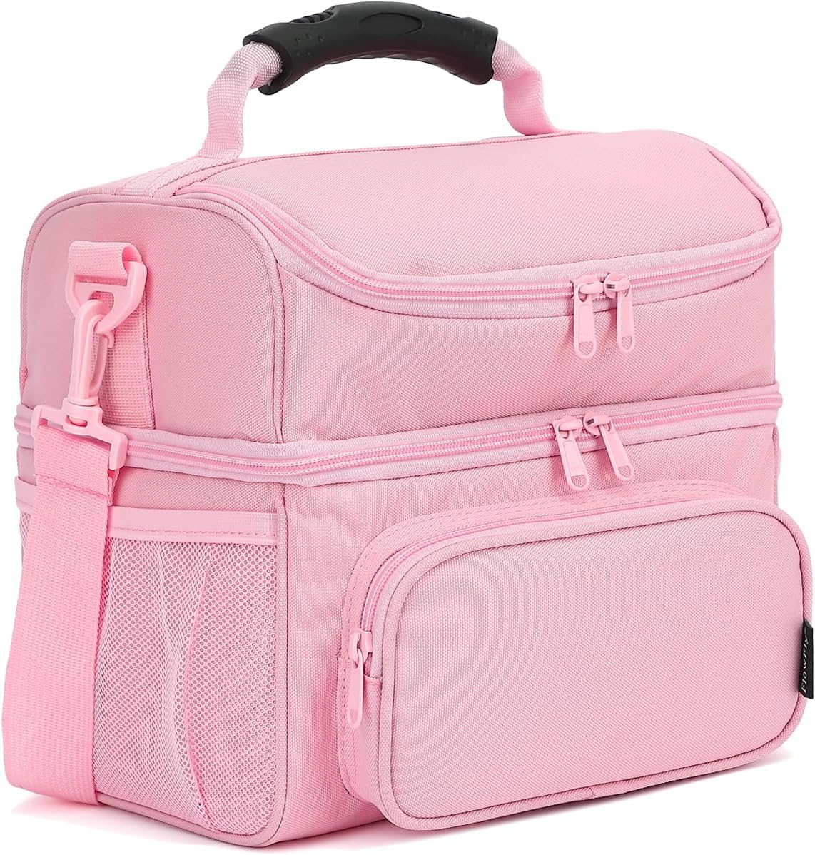 Double Layer Cooler Insulated Lunch Bag Adult Lunch Box Large Tote Bag for Men, Women, With Adjustable Strap,Front Pocket and Dual Large Mesh Side Pockets