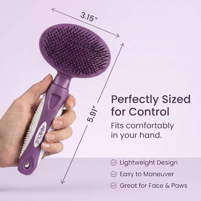 Round Bristle Pet Brush for Dogs and Cats - Soft Dog Brush for Grooming Short or Long Hair - Gentle Tool for Sensitive Skin Removes Dander, Dirt, and Detangles (Purple)