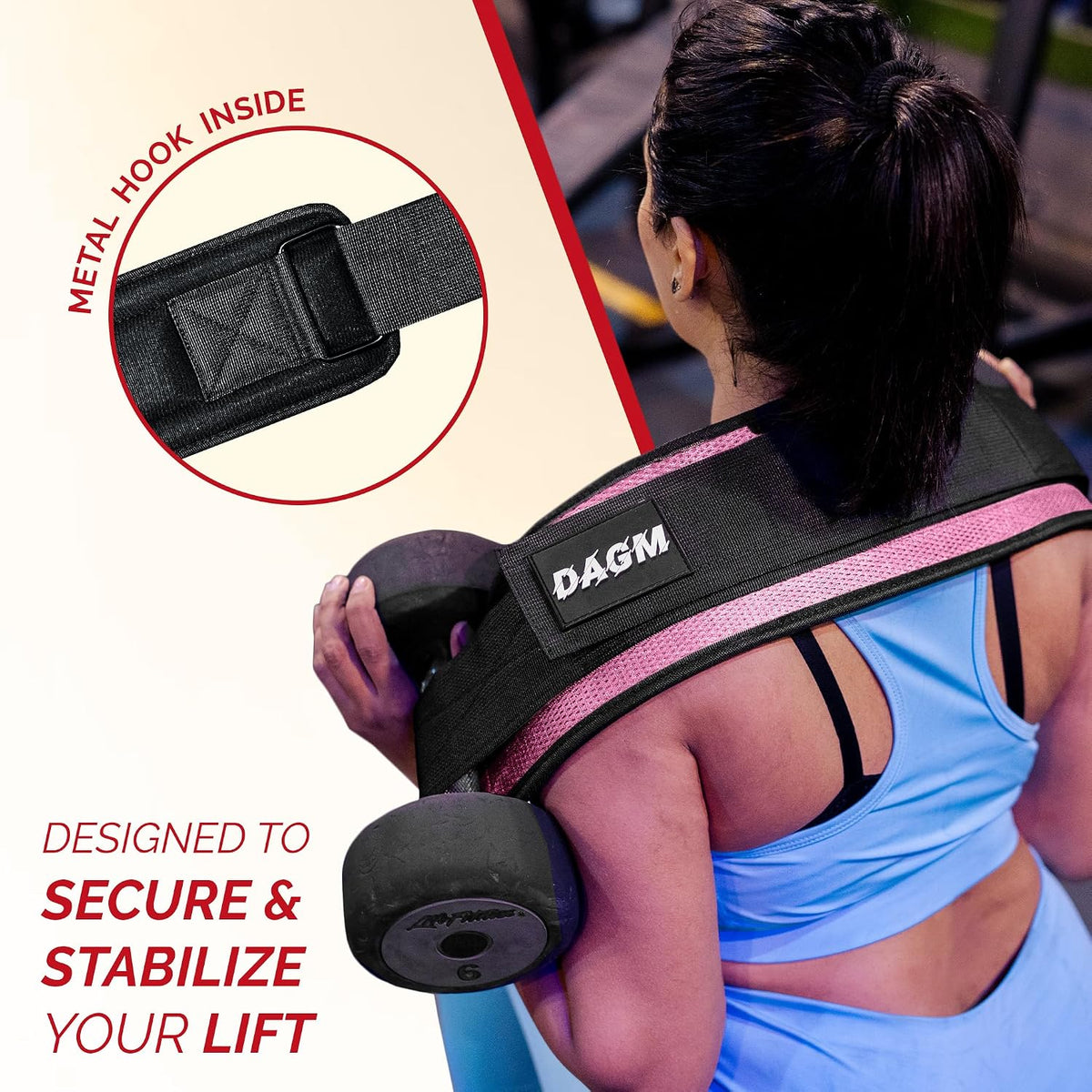 DAGM Hip Thrust Belt for Dumbbells Heavy No Bruise. 500 lbs, Women & Men