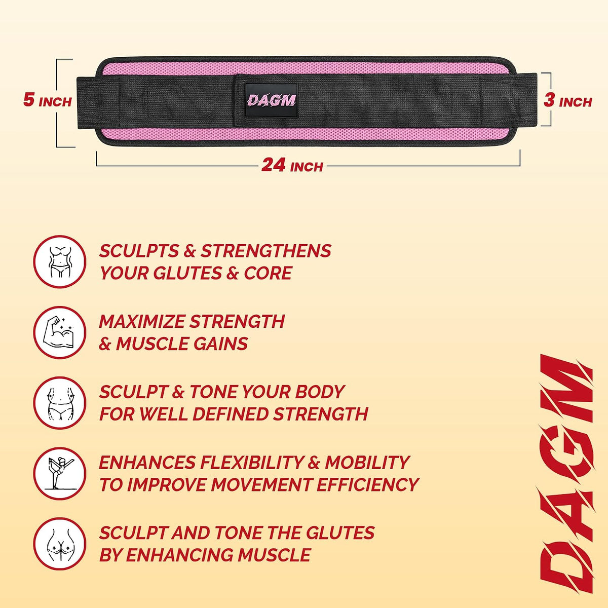 DAGM Hip Thrust Belt for Dumbbells Heavy No Bruise. 500 lbs, Women & Men