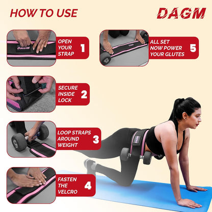 DAGM Hip Thrust Belt for Dumbbells Heavy No Bruise. 500 lbs, Women & Men