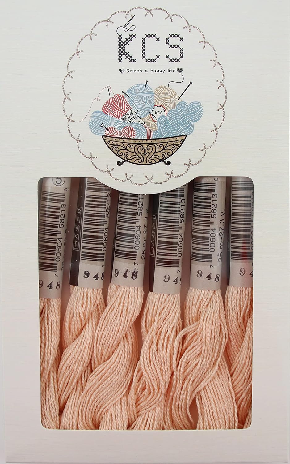 KCS 25 M/Skein Mercerized Pearl Cotton Crochet Needlepoint Thread,Size 5,6 skeins,Peach vy it