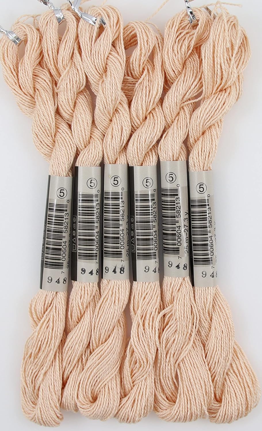 KCS 25 M/Skein Mercerized Pearl Cotton Crochet Needlepoint Thread,Size 5,6 skeins,Peach vy it