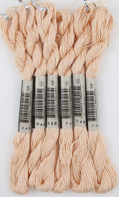 KCS 25 M/Skein Mercerized Pearl Cotton Crochet Needlepoint Thread,Size 5,6 skeins,Peach vy it
