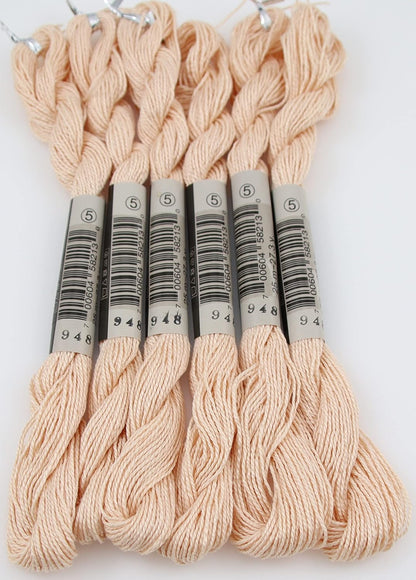 KCS 25 M/Skein Mercerized Pearl Cotton Crochet Needlepoint Thread,Size 5,6 skeins,Peach vy it