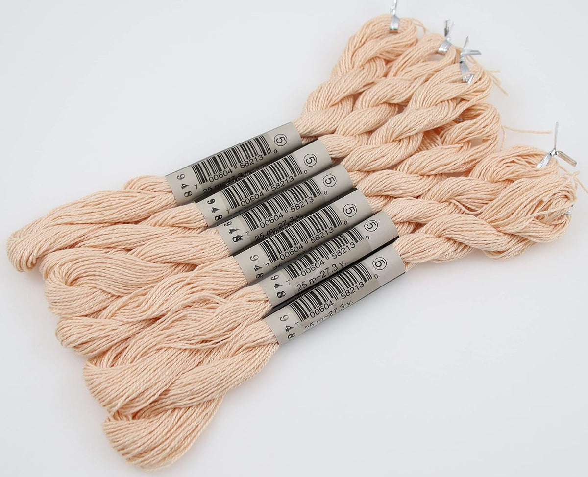KCS 25 M/Skein Mercerized Pearl Cotton Crochet Needlepoint Thread,Size 5,6 skeins,Peach vy it