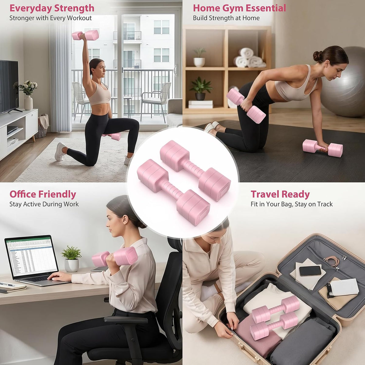 Adjustable Dumbbell Set of 2, 2.2-20LB Adjustable Weight Set, 3 in 1 Free Weights Dumbbells Set for women men at home, 2.2lb, 3.6lb, 5lb,10lb, 20lb, for Home, Office, Gym Exercise Training, Anti-slip Handle