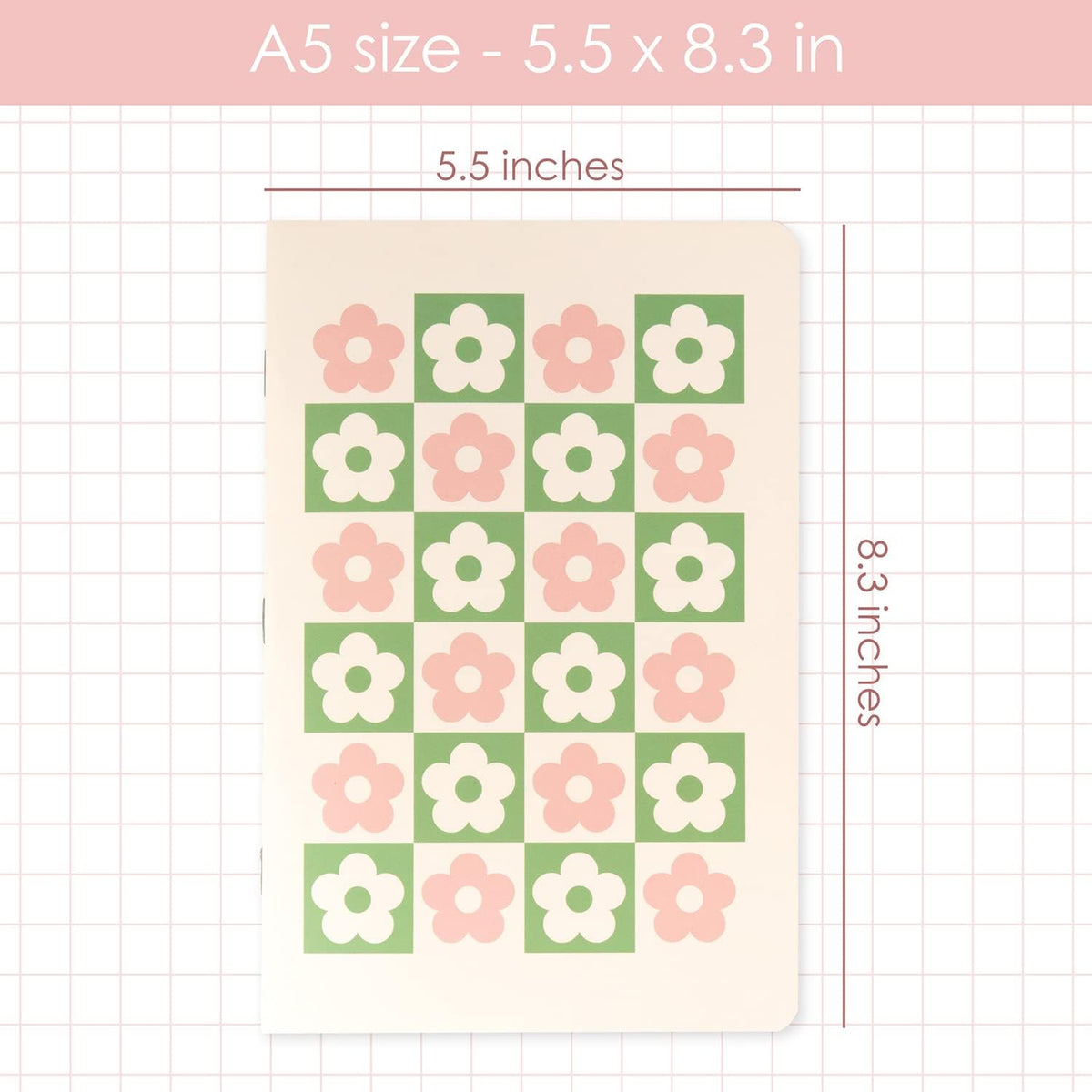 Cute Journal Set, 4 Pack Pastel Notebooks, A5 60 Pages, Green Pink Aesthetic Notebook for Girls, Pretty Stationery, Travel Journal for Women Lined Paper, Soft Cover Journals