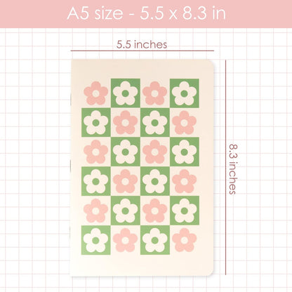Cute Journal Set, 4 Pack Pastel Notebooks, A5 60 Pages, Green Pink Aesthetic Notebook for Girls, Pretty Stationery, Travel Journal for Women Lined Paper, Soft Cover Journals
